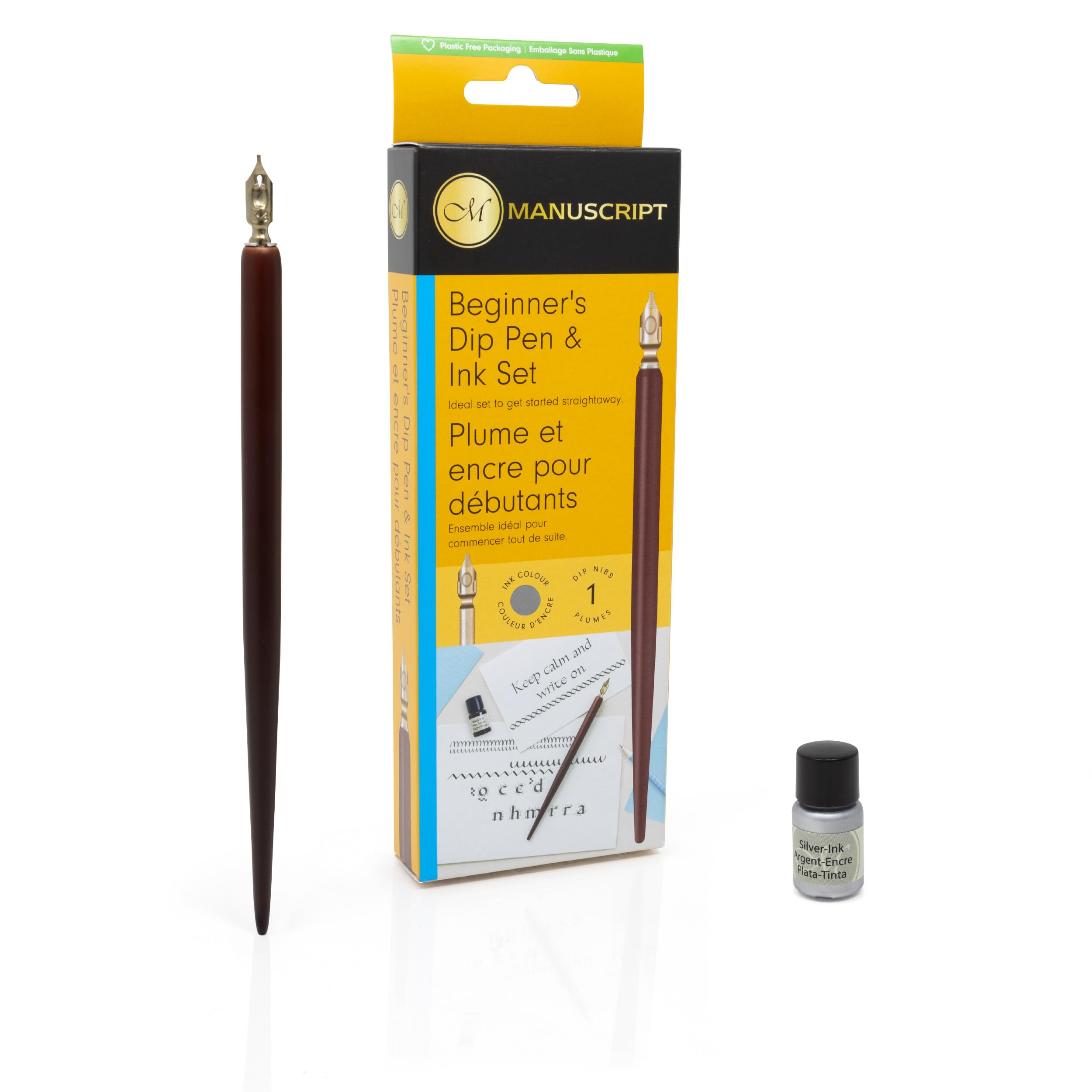 MANUSCRIPT Round Hand Nib, Holder & Ink (Silver Ink)