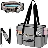 Wigojoy Nurse Bag, Work Bags with 15.6-inch Laptop Compartment, Teacher bag with Large Cup Holder, Nursing Tote Bag with Insulated Pocket for Nurses, Teachers, Students, and Professionals, Grey
