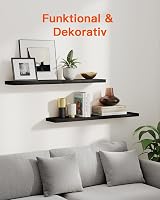 Pipishell 40cm Floating Shelves Set of 4 Paulownia Wood Black view 2