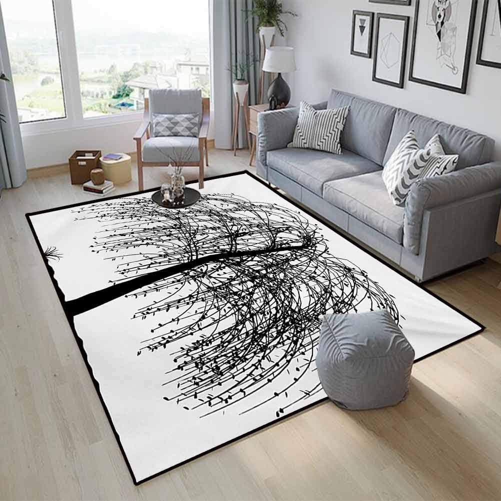 Amazon Com Black And White Anti Fatigue Rug Fashion Color Living Room Carpets Monochrome Barren Tree Design Leafless Branches Autumn Themed Nature Image Black White 4 X 2 Ft Kitchen Dining