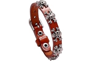 Edgda Punk Rock Alloy Skull Rivet Studded Wristband Belt Buckle Pu Leather Cuff Bracelet