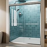 Double Sliding Glass Shower Door, 56–60 in W x 72 in H, Chrome Aluminum Frame, 1/4 in(6mm) High-Strength Tempered Glass Showe