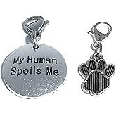 Hidden Hollow Beads Clip On Charm, Bag, Purse, Handbag, Message, Keychain, Zipper Pull, Bracelets, Necklaces, Jewelry (Pet Charm - My Human Spoils Me)