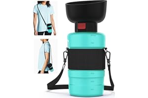 SwSun Portable Dog Water Bottle with a Foldable Bowl 2-in-1 Design, Leak-Proof Dog Water Bowl Dispenser Suitable for Outdoor Dog Walking, Hiking, and Traveling. BPA Free, 28oz Light Blue