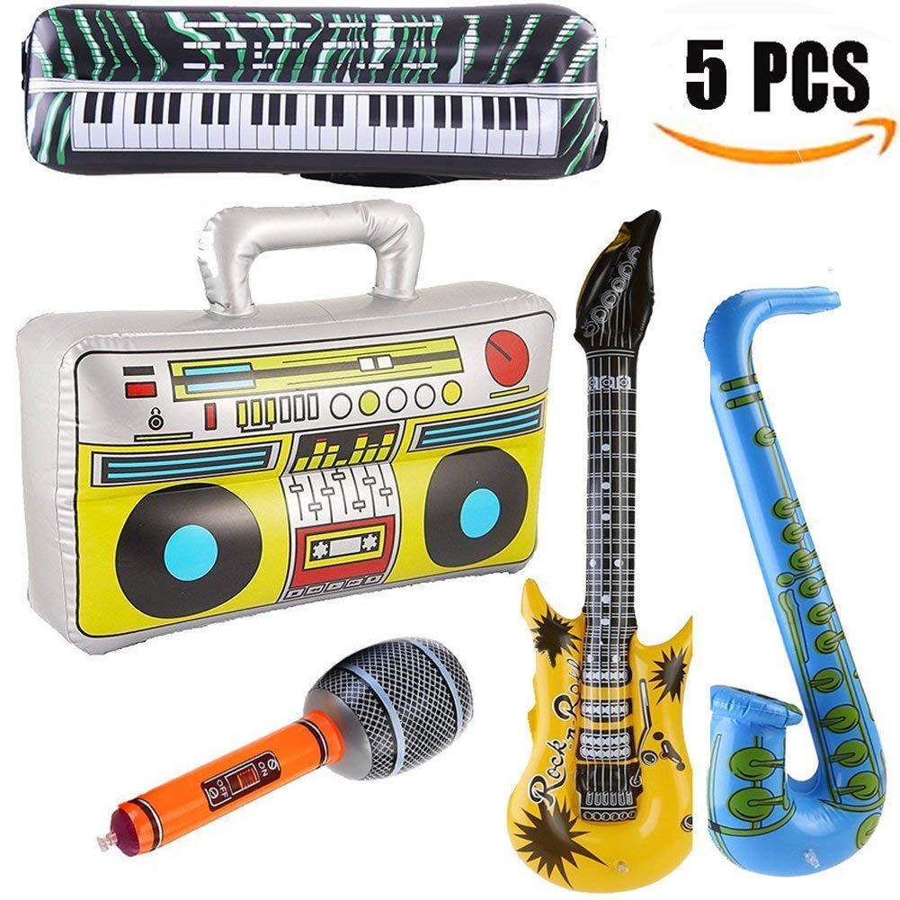 Yojoloin 5PCS Jumbo Inflatables Guitar Saxophone Microphone BOOM BOX