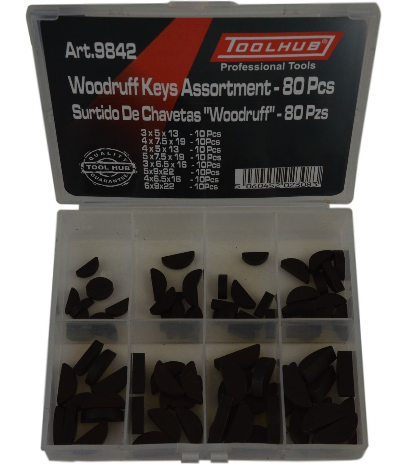 Tool Hub 9842 Metric Woodruff Key Keys Full Range 80 pieces 3mm to 6mm Width