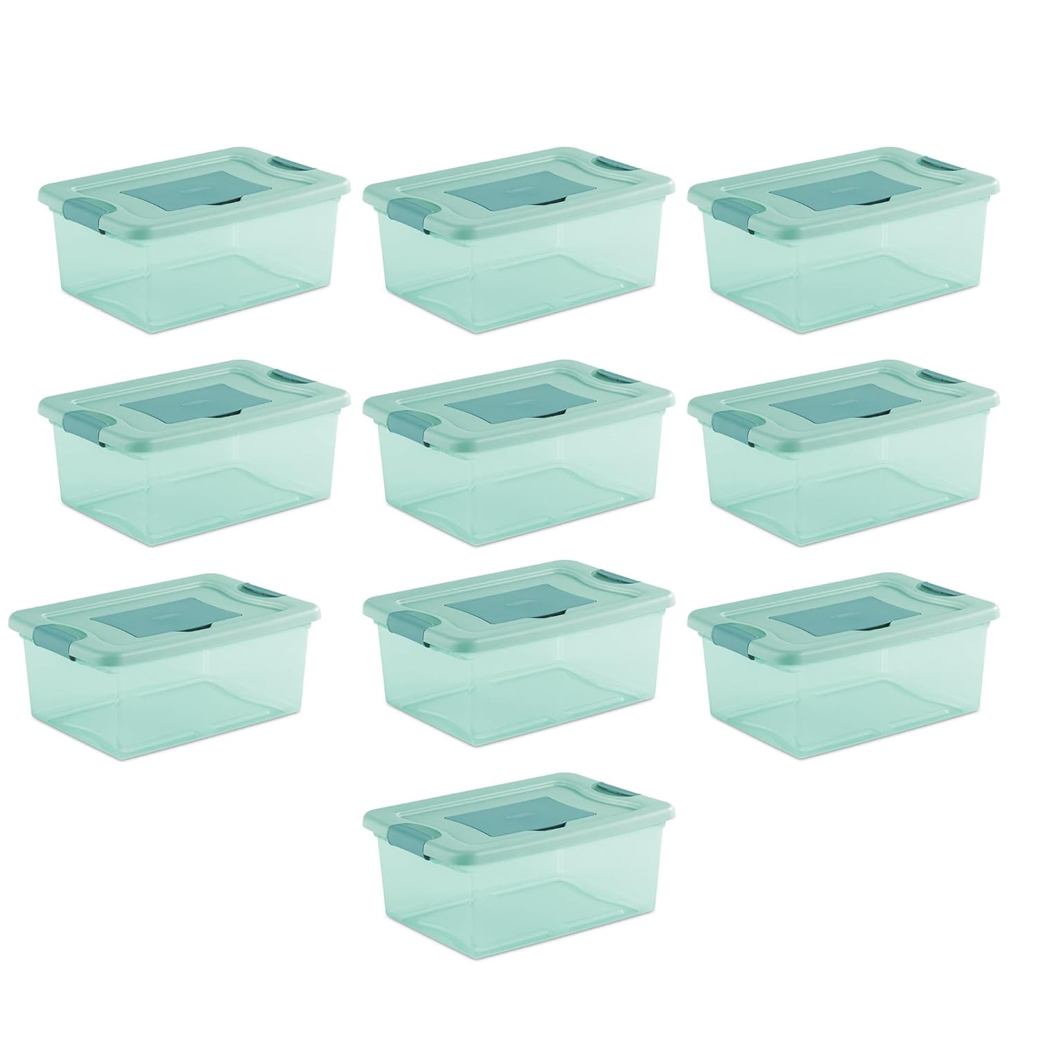 STERILITE 15 Quart Fresh Scent Stackable Storage Box Container (10 Pack), Aqau