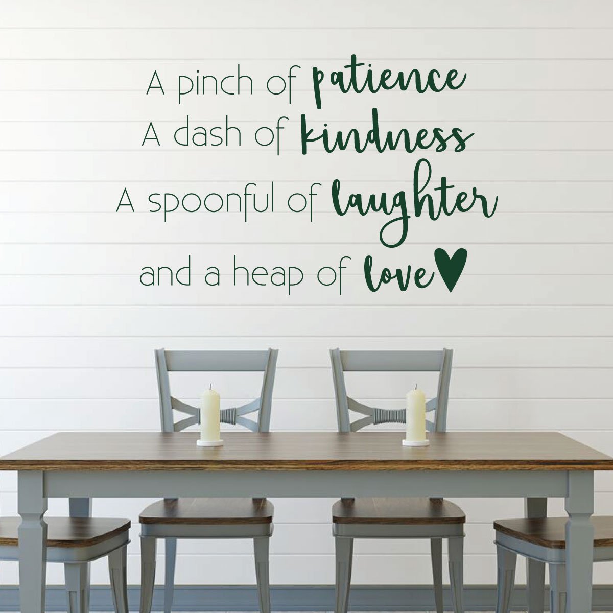 Amazoncom Dining Room Wall Decal A Pinch Of Patience A Dash Of Kindness Farmhouse Vinyl Sticker Decoration For Home Or Kitchen Decor Handmade