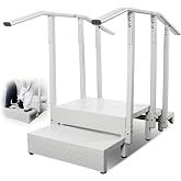 Up &amp; Down Physical Therapy Step, 660Lbs Capacity Stainless Steel Therapy Stairs with Adjustable Handrails, Non-Slip Rehabilitation Step Rehab Equipment for Home &amp; Professional Use