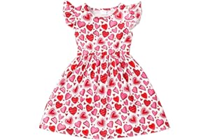 AKYZIC Baby Girls Dress Unicorn Casual Flutter Sleeve Swing Sundress Birthday Party Summer Playwear Dresses 1-8 Years Old