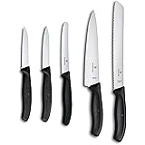 Victorinox Swiss Classic Kitchen Knife Set, 5 Pieces - Paring Knives, Utility Knife, Carving Knife and Bread Knife - Black, M