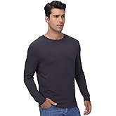 WiWi Men's Super Soft Long Sleeve Tees Moisture Wicking Shirts Viscose from Bamboo Cooling Crew Neck T-Shirt S-XXL