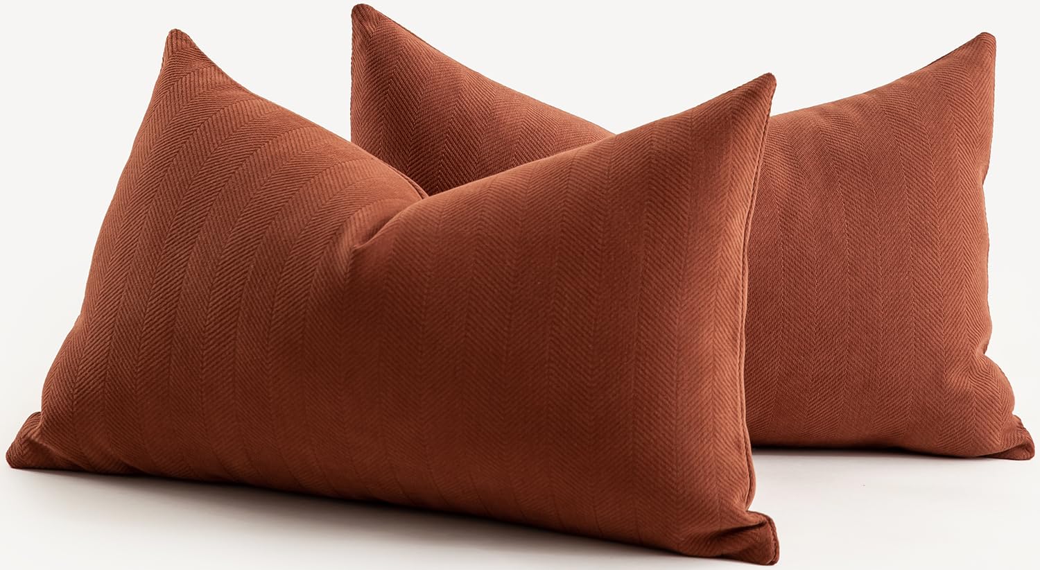 Mandioo Pack of 2 Chenille Cushion Covers Soft Comfortable Durable Throw Pillow Cases for Home Decor Sofa Couch Living Room Bedroom 12 x 20 Inch 30x50 cm Rust