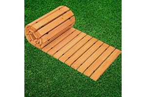 GDDGHS Garden Pathway, 8FT Roll Out Wooden Garden Pathway, Straight Cedar Garden Walkway for Outdoor Patio/Backyard/Beach/Wedding Party, Anti-Slip Roll Out Walkway Path Outdoor