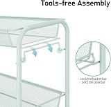 4-Tier Rolling Cart On Wheels Green Easy Assembly view 5