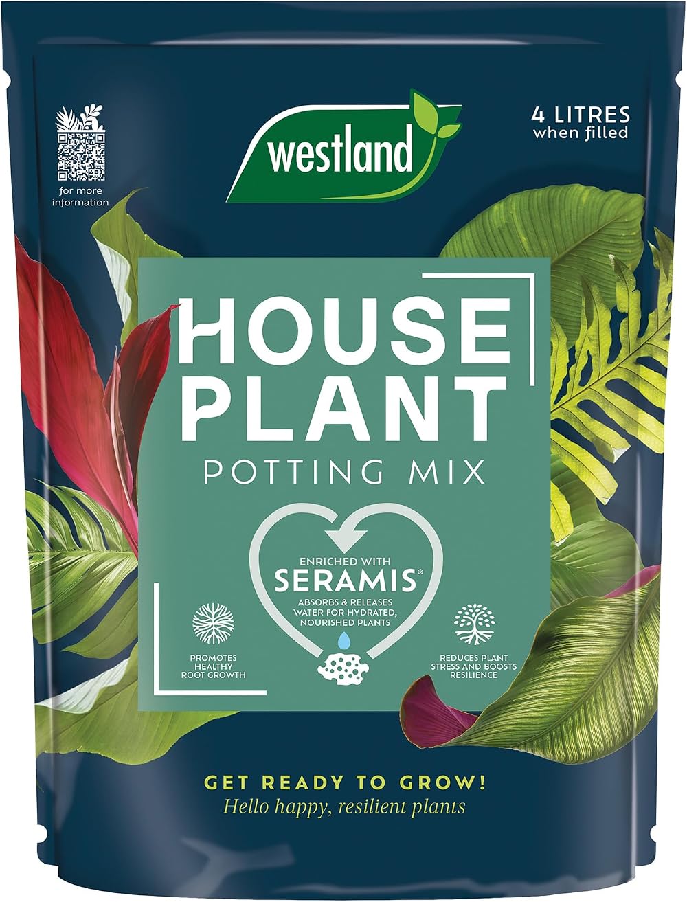 Westland Houseplant Potting Mix 4L Peat Free Soil with Seramis