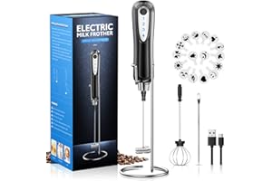 XIMU Milk Frother Handheld, USB Rechargeable 3 Speeds Mini Electric Milk Foam Maker Blender Mixer for Coffee, Latte, Cappucci