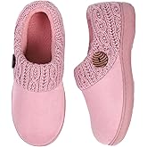 EverFoams Women's Microsuede Slippers Warm Comfy Memory Foam Indoor House Shoes with Knit Collar