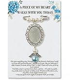 NIIIYTYB Wedding Bouquet Photo Charms for Bride Something Blue Memory Pendant Memorial Charm Pins for Bridal Bouquets Picture Ideas for Wedding Remembrance Photo Charm for Loved Ones