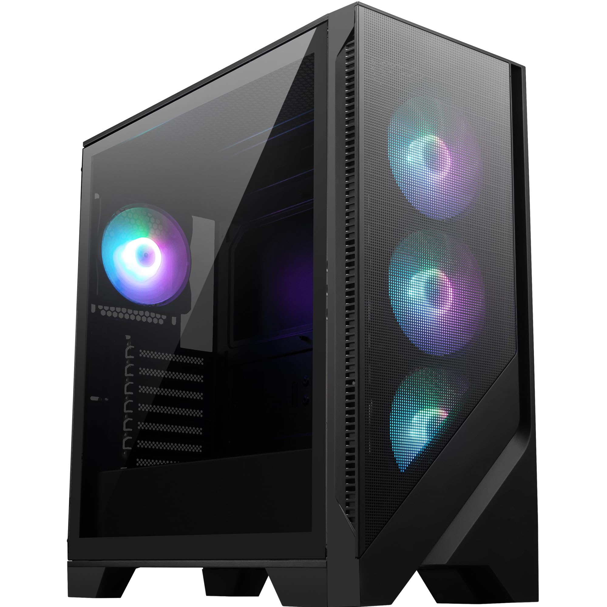 MSI MAG Forge 320R Airflow Mid-Tower PC-Gehäuse - ATX-Kapazität, RTX 40 GPU-Unterstützung, ARGB-Lüfter, magnetische Staubfilter, gehärtetes Glas, 1-6 ARGB-Steuerkarte, USB 3.2 Generation 1 Typ-A