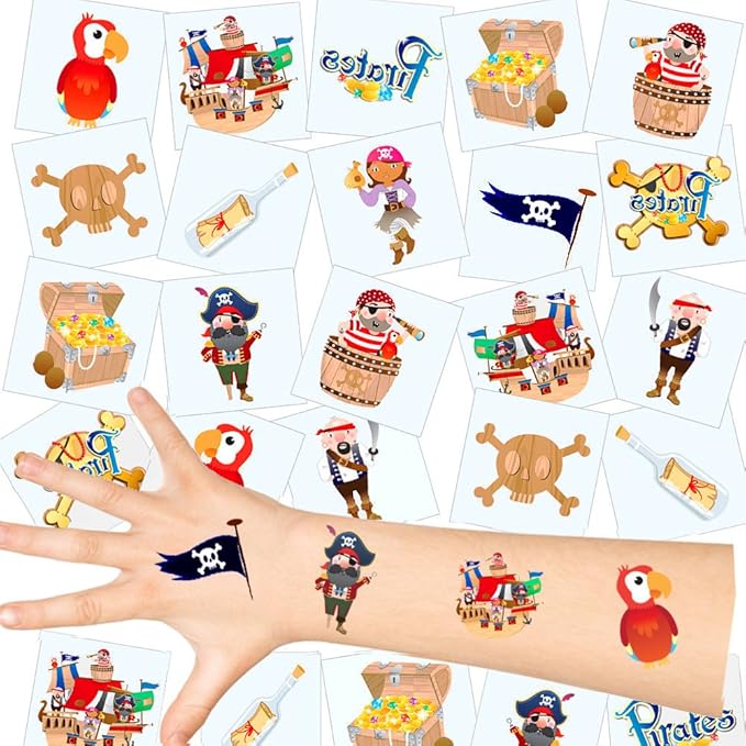 German Trendseller Piraten Kinder Tattoos - Set ? Neu ? Piraten Party ? Kindergeburtstag ? Mitgebsel ?36 Tattoos