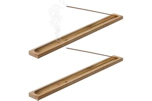 SIGZKK 2 Pieces Natural Bamboo Incense Stick Holder Home Incent Burner with Ash Catcher