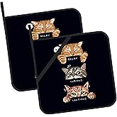 Cute Cats Mood Pot Holders 2 PCS for Kitchen, Heat Resistant Hot Pads for Cooking Grilling Baking BBQ, Pot Holders for Women Cook Essentials Accessories Home Microwave