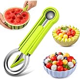 Suuker 4 in 1 Melon Baller Scoop Set, Green | Stainless Steel, Fruit Cutters Shapes, Watermelon Scooper and Baller, Fruit Carving Tools