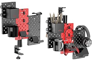 ACTIER Desk Mount Pegboard Organizer | No Drilling | Desk Organizer | Controller Holder | Headphone Stand | Pen Holder | Office Desk Accessories | Gaming Desk Accessories | 1 unit (3-Panel)