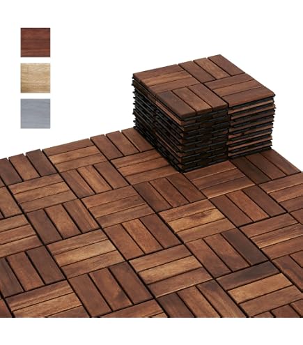 44 sq. ft Plastic Interlocking Deck Tiles, 44 Pack,12 x 12 Waterproof