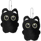 Tucnoeu 2pcs Black Cat Plush Keychain Purse Charm, Black Cat Bag Charm, Cute Plush Backpack Charms for Cats Lovers