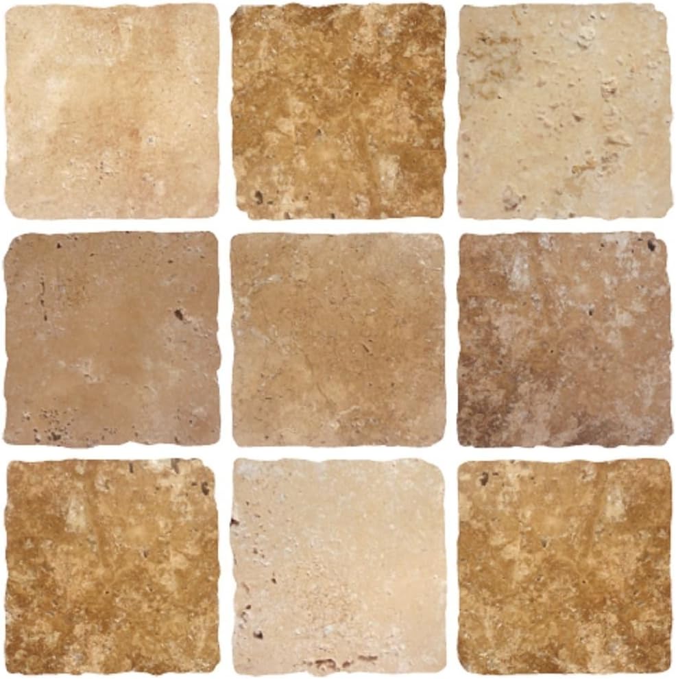 LPS Pack of 10 Cream brown stone travertine effect Mosaic tile