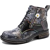 Women's Handmade Retro Lambskin High Heel Boots, Colorful Painting, Metallic Style - Fashion, Comfortable, Durable, Unique Minority Style