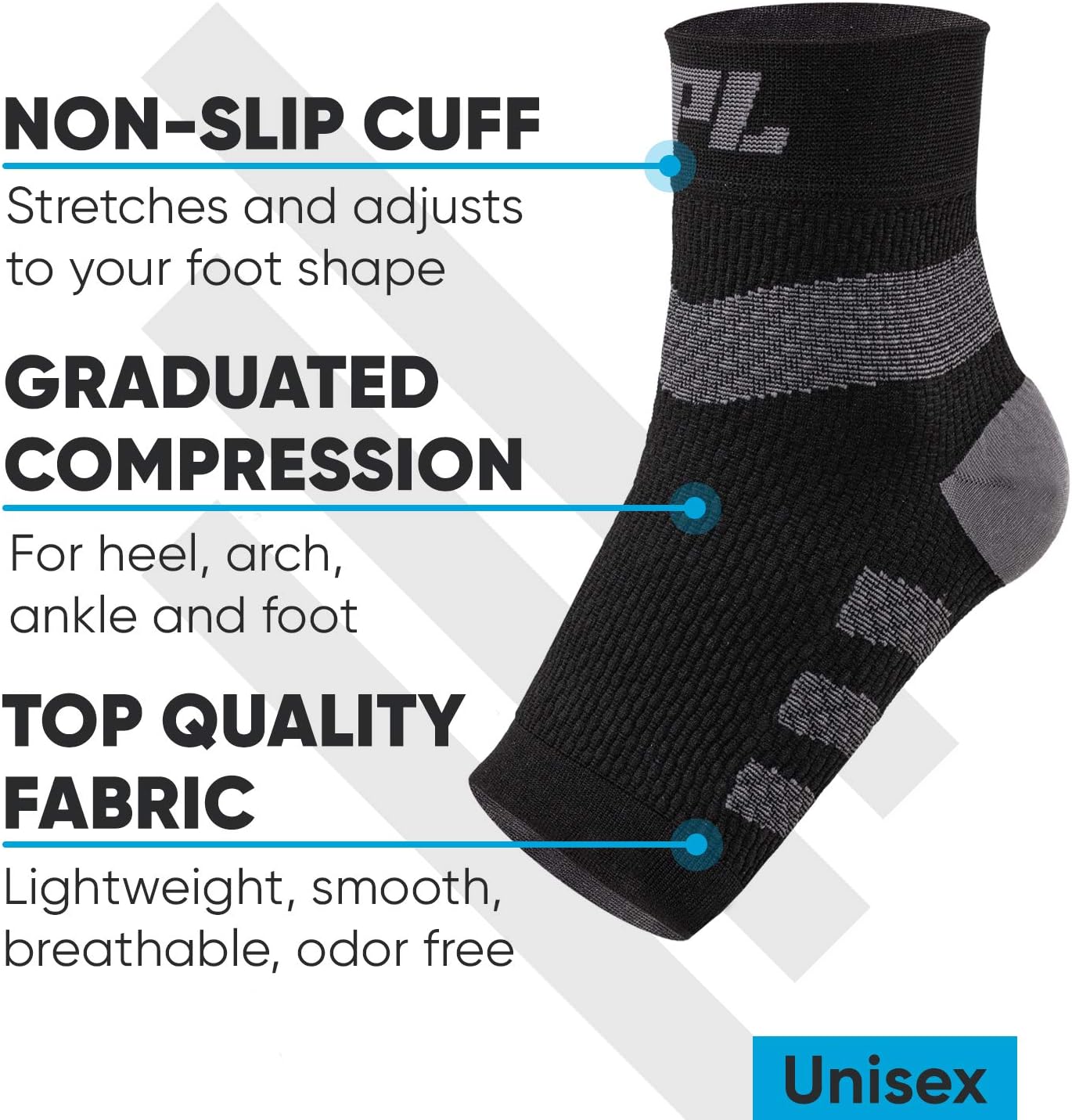 Powerlix Nano Socks for Neuropathy (Pair) for Women & Men, Ankle Brace Support, Plantar fasciitis socks, Toeless Compression Socks & Foot Sleeve for Arch & Heel Pain Relief - Treatment & Everyday Use: Health & Personal Care