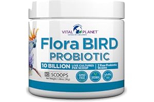 Vital Planet - Flora Bird Probiotic Powder Supplement with 10 Billion Cultures and 7 Diverse Strains, High Potency Probiotics for All Birds for Avian Digestive and Immune Support 80 Scoops 1.06 oz