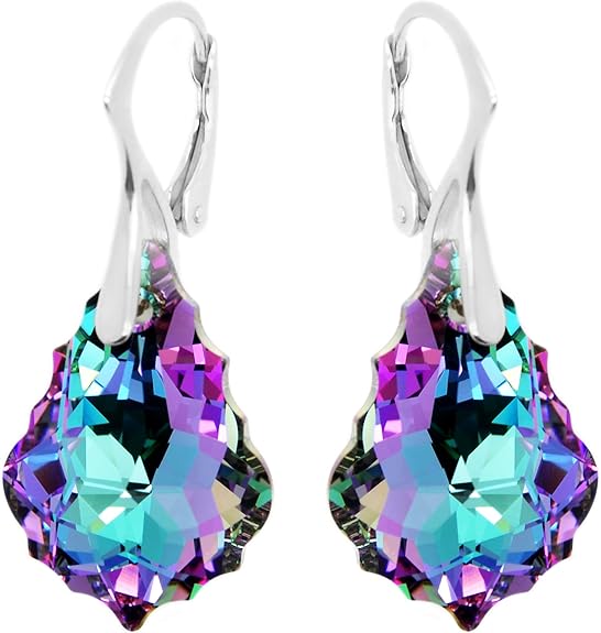 Comment On Dit Oreille En Anglais Boucles d'oreilles en argent, de style baroque, avec cristaux Swarovski