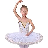 IBAKOM Ballerina Swan Lake Costume for Girl Dance Leotard Pancake Platter Tutu Kids Professional Ballerina Ballet Outfits