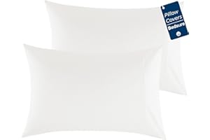 Bedsure Flannel Pillowcases Set of 2 - Queen (20'' x 30'') Pure White Pillow Cases 2 Pack with Envelope Closure, 100% Cotton Soft & Cozy Brushed Pillow Cases, Gifts for Women
