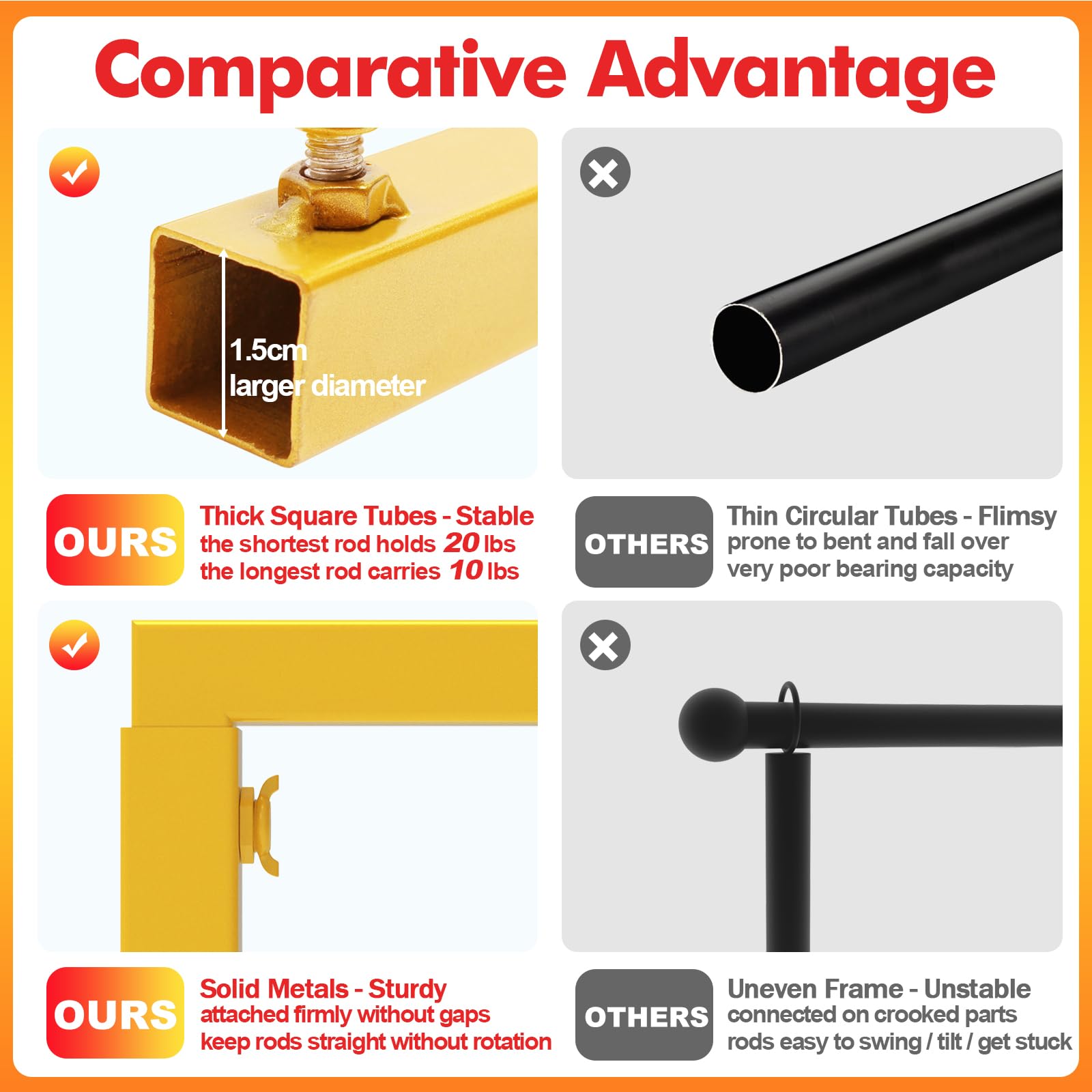 Fomcet Adjustable Table Arch with Clamps 34 cm - 48 cm High 73 cm - 250 cm Length Gold Over the Table Rod Stand Metal Wedding Arch Birthday Party Anniversary Christmas Decoration Accessories