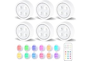 Fviewza Puck Lights with Remote 13 Colors Changeable LED Under Cabinet,Lighting Push Lights Battery Operated Night Light Tap Lights Battery Powered for Closet,Bedroom Wall,Counter (6 Pack)