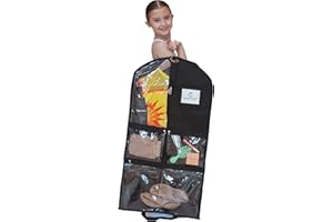 KENDALL COUNTRY Waterproof Hanging Garment Bag 35 inch Clothes Bag with Gusset, 5 Pockets & Side Zip for Dance Costumes, Theatre, Beauty Pageants & More. Best for younger performers with small costume pieces.