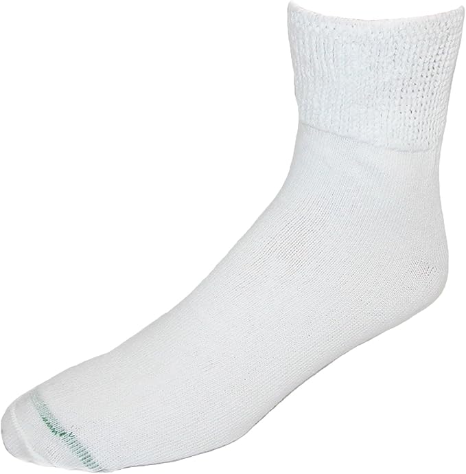 Extra Wide Sock Co. Mens Cotton Wide Comfort Fit Quarter Socks, White