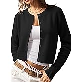 Women's Cropped Knit Cardigan Sweater – Button Down Long Sleeve Slim Fit Gray Fall Layering Top