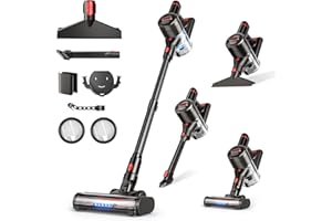 Zyxrona Cordless Vacuum Cleaner, 450W/40Kpa Stick Vacuum with Powerful Suction, 50Min Vacuum Cleaner for Home, Anti-tangle and 1L Dust Cup, 8 in 1 Lightweight Vacuum for Hardwood Floor Carpet Pet Hair