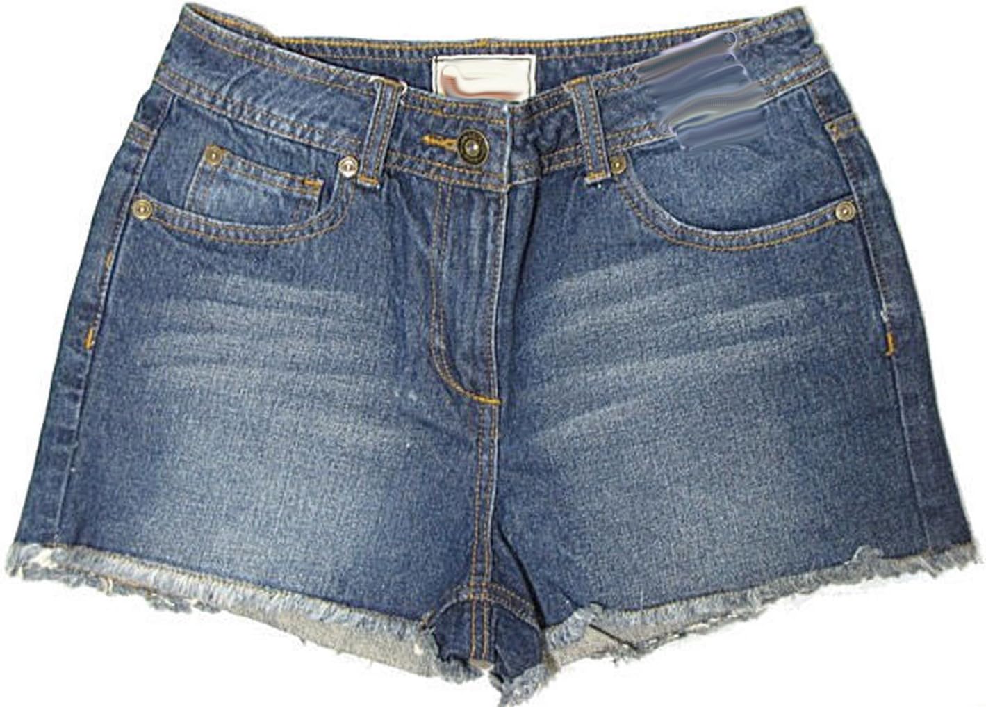 Womens Denim Shorts Ladies High Waisted Jeans Shorts Quality Hot Pants Dark Blue 8-16