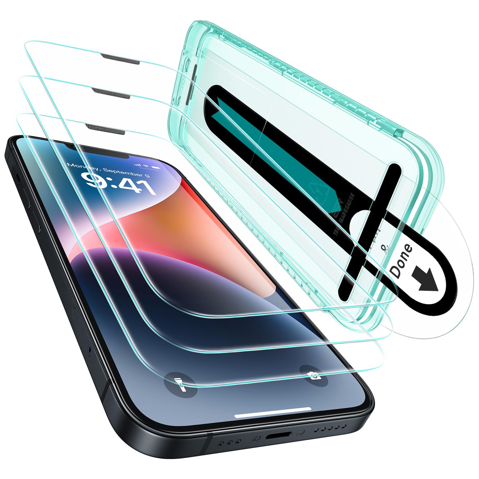 Photo 1 of ESR 3 Pack for iPhone 13 Pro Max/iPhone 14 Plus Screen Protector, [9H Hardness] [Military Grade Shatterproof] Tempered Glass Film with Flawless Fit Tray