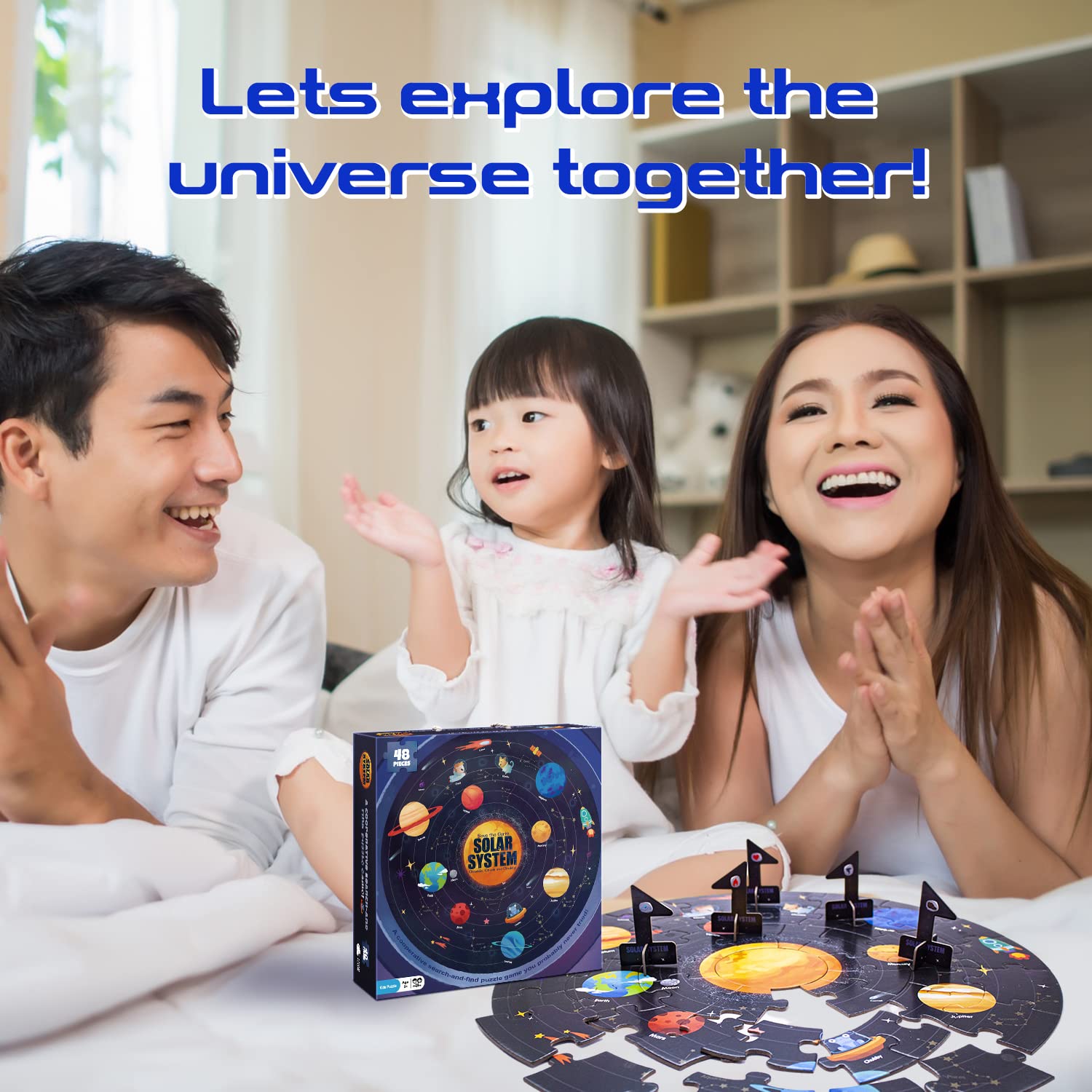 Solar System Puzzles for Kids Ages 4-6, 6-8, Large 48 Pieces Round Space Planets Toddler Puzzle Age 2-4, Jigsaw Floor Puzzles for Kids Ages 3-5, Puzzles Gifts for Boys Girls Children