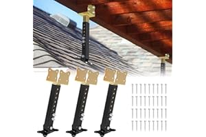 SUNSHINE FARMRE 3 Pack Roof Riser Brackets Kit for Patio Pergola Adjustable Saddle Stainless Steel Roof Riser Heavy Duty Pergola Roof Beam Mount Brackets for Gazebo Roof Patio Cover (Black Gold)