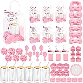 6 Sets Baby Shower Game Prizes for Baby Shower Winners with Cup Comb Makeup Mirror Hair Band Clip Tea Candle Hair Band Bath Ball Label Ribbon Gift Bag for Baby Bridal Shower Favors