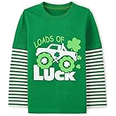 Kids St.Patrick's Day Shirt for Boys Girls Clover Patchwork T-Shirts Long Sleeve Irish Tees Lucky Shamrock Tops 4-10 Years